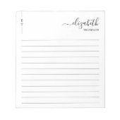 Einfache Schwarz-Weiß-Monogramm Notizblock (Vorderseite)