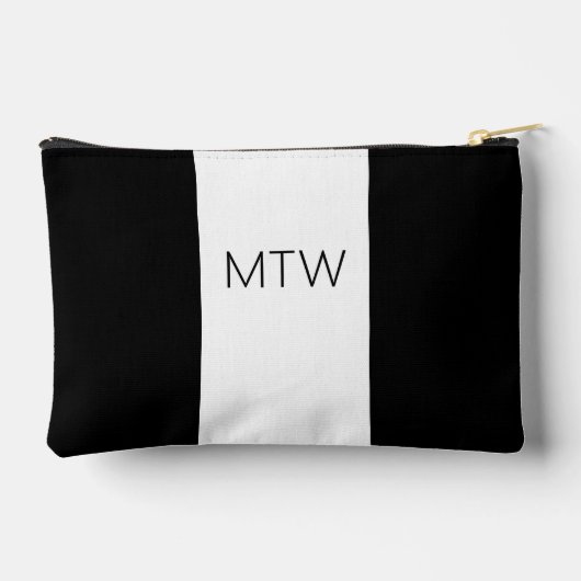 Einfache Schwarz-Weiß-Monogre Zubehörtasche (Rückseite)