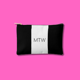 Einfache Schwarz-Weiß-Monogre Zubehörtasche