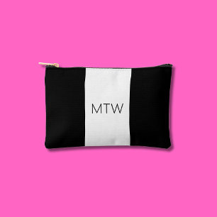 Einfache Schwarz-Weiß-Monogre Zubehörtasche