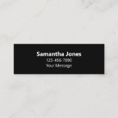 Einfache Schwarz-Weiß-Namen-Telefonnummer Mini Visitenkarte (Vorderseite)