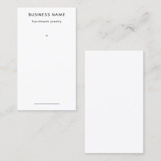 Einfache Schwarz-Weiß-Ohrring-Preismarke Visitenkarte (Vorne/Hinten)