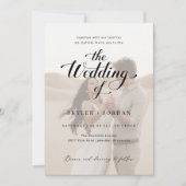 Einfache Schwarz/Weiß Overlay 2 Foto Hochzeit Einladung (Vorderseite)