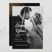 Einfache Schwarz-Weiß-Overlay-Foto-Hochzeit Einladung (Vorne/Hinten)
