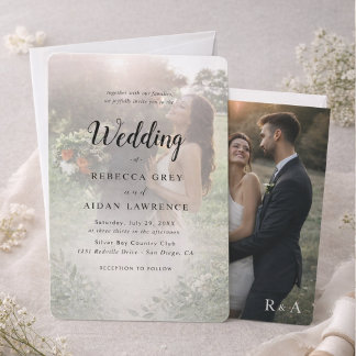 Einfache Schwarz-Weiß-Overlay-Foto-Hochzeit Einladung