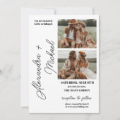 Einfache Schwarz-Weiß-Overlay-Foto-Hochzeit Einladung (Vorderseite)