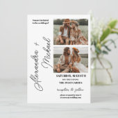 Einfache Schwarz-Weiß-Overlay-Foto-Hochzeit Einladung (Stehend Vorderseite)