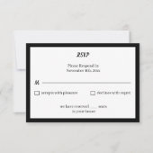Einfache Schwarz-Weiß-Personalisierte Hochzeit RSVP Karte (Vorderseite)