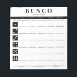 Einfache Schwarz-Weiß-Punktekarte Notepad Notizblock<br><div class="desc">Entferne so viele Punktkarten wie nötig von diesem Notizblock und schlüpfe dein Bunco-Spiel mit diesen, bereit zu gehen und leicht zu benutzen, Abreißen von Punkteblättern und jeder Spieler kann leicht behalten, die Spur seiner Gewinne und Verluste, sowie das Sammeln von buncos und kleinen buncos für bis zu fünf Runden. Kühne...</div>
