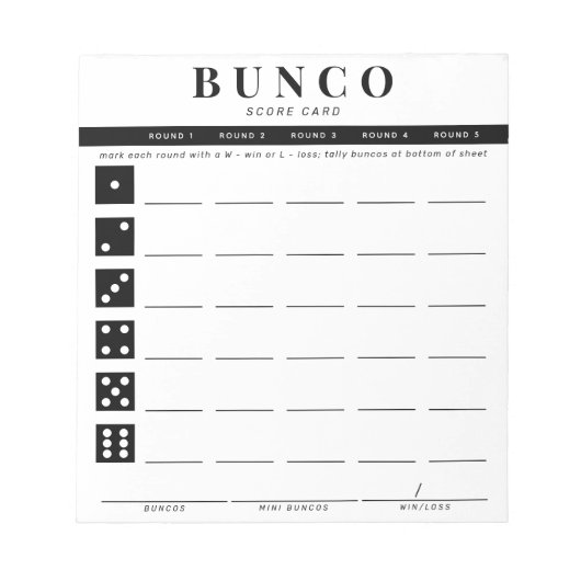 Einfache Schwarz-Weiß-Punktekarte Notepad Notizblock (Vorderseite)