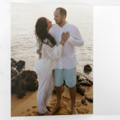 Einfache Schwarz-Weiß QR Code Elegante Hochzeit Dreifach Gefaltete Einladung (Innen Erste Seite)