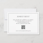 Einfache Schwarz-Weiß QR Code Elegante Hochzeit RSVP Karte (Vorderseite)