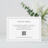 Einfache Schwarz-Weiß QR Code Elegante Hochzeit RSVP Karte (Stehend Vorderseite)