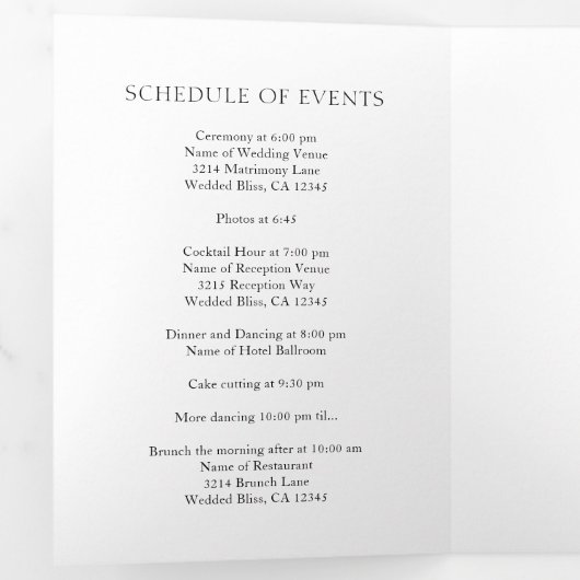 Einfache Schwarz-Weiß-QR-Code Moderne Hochzeit Dreifach Gefaltete Einladung (Innen Erste Seite)