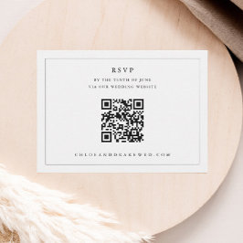 Einfache Schwarz-Weiß-QR-Hochzeit RSVP Karte