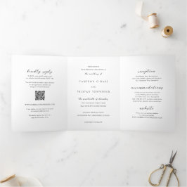 Einfache Schwarz-Weiß-QR-Kodierung für saubere Hoc Dreifach Gefaltete Einladung