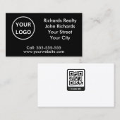 Einfache Schwarz-Weiß-Realtor Real Anwesen Agent Visitenkarte (Vorne/Hinten)