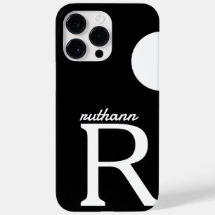 Einfache Schwarz-Weiß-Riesenmonogramm Case-Mate iPhone 14 Pro Max Hülle