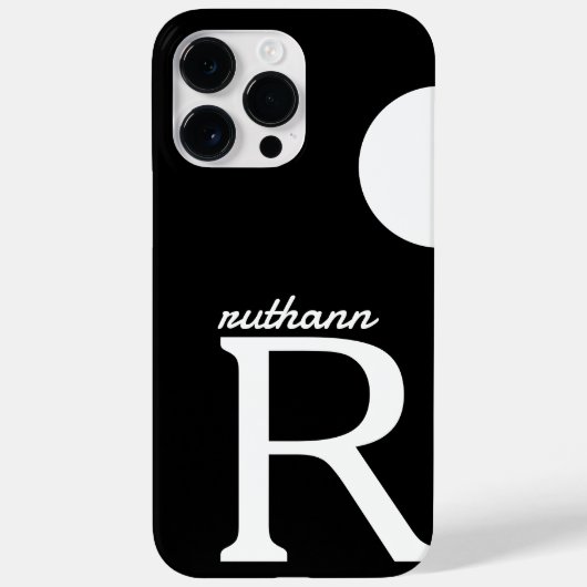 Einfache Schwarz-Weiß-Riesenmonogramm Case-Mate iPhone Hülle (Rückseite)