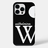 Einfache Schwarz-Weiß-Riesenmonogramm iPhone Hülle (Rückseite)