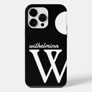 Einfache Schwarz-Weiß-Riesenmonogramm iPhone 14 Pro Max Hülle