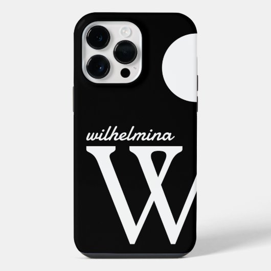 Einfache Schwarz-Weiß-Riesenmonogramm iPhone Hülle (Rückseite)