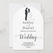 Einfache Schwarz-Weiß-Romantik-Hochzeit Einladung (Vorderseite)