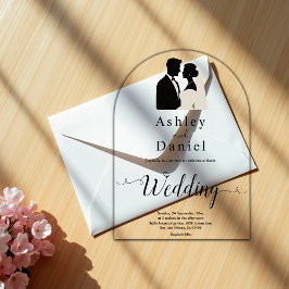 Einfache Schwarz-Weiß-romantische Hochzeit Acryleinladungen