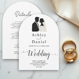 Einfache Schwarz-Weiß-romantische Hochzeit Einladung