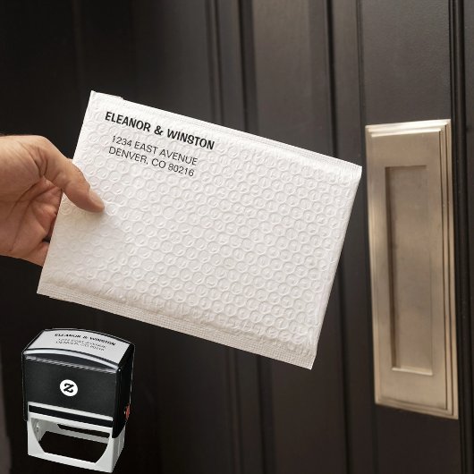 Einfache Schwarz-Weiß-Rücksendeadresse Permastempel