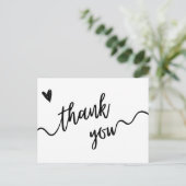 Einfache Schwarz-Weiß-Schrift Dankeschön-Karte Postkarte (Stehend Vorderseite)