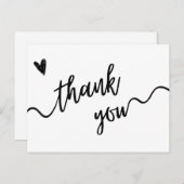 Einfache Schwarz-Weiß-Schrift Dankeschön-Karte Postkarte (Vorne/Hinten)