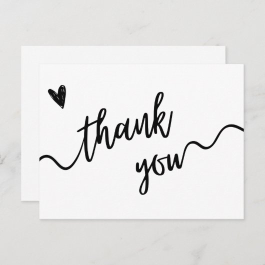 Einfache Schwarz-Weiß-Schrift Dankeschön-Karte Postkarte (Vorne/Hinten)