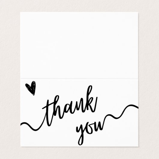 Einfache Schwarz-Weiß-Schrift Dankeschön-Karte Visitenkarten (Außenseite Aufgefaltet)