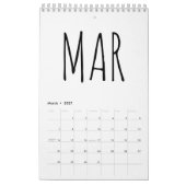 Einfache Schwarz-Weiß-Schrift Kalender (Mär 2027)