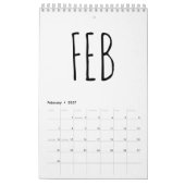Einfache Schwarz-Weiß-Schrift Kalender (Feb 2027)