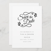 Einfache Schwarz-Weiß-Schrift Save The Date (Vorne/Hinten)