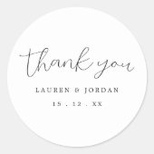 Einfache Schwarz-Weiß-Schrift Vielen Dank für Ihre Runder Aufkleber (Vorderseite)