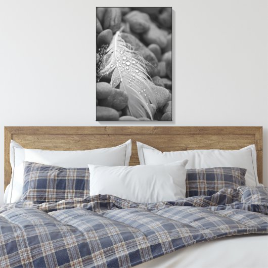 Einfache Schwarz-Weiß-Schwan-Federn Wassertropfen Leinwanddruck (Insitu (Schlafzimmer))