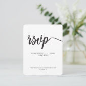 Einfache Schwarz-Weiß-Script-Antwort RSVP Karte (Stehend Vorderseite)