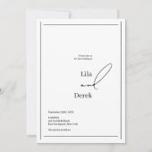 Einfache Schwarz-Weiß-Script-Border-Hochzeit Einladung (Vorderseite)