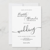 Einfache Schwarz-weiß-Script-Hochzeit Einladung (Vorderseite)