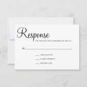 Einfache Schwarz-Weiß-Script-Hochzeit RSVP Karte (Vorderseite)