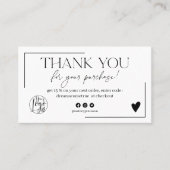 Einfache Schwarz-Weiß-Skripterstellung Vielen Dank Visitenkarte (Vorderseite)