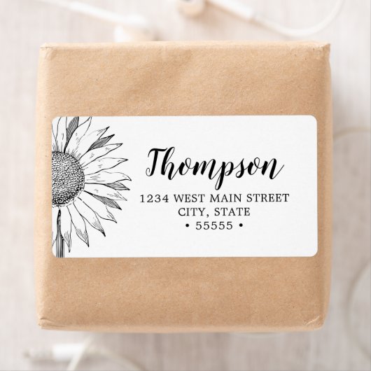 Einfache Schwarz-Weiß-Sonnenblumen-Rückgabe (Insitu)