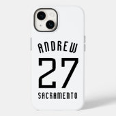 Einfache Schwarz-Weiß-Sportnummer Case-Mate iPhone Hülle (Rückseite)