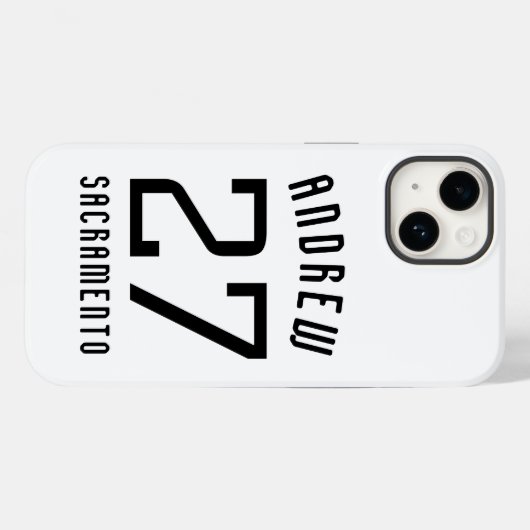 Einfache Schwarz-Weiß-Sportnummer Case-Mate iPhone Hülle (Rückseite (Horizontal))