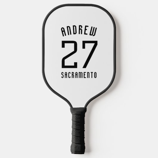 Einfache Schwarz-Weiß-Sportnummer Pickleball Schläger (Rückseite)