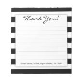 Einfache Schwarz-Weiß-Streifen Danke Notepad Notizblock (Vorderseite)