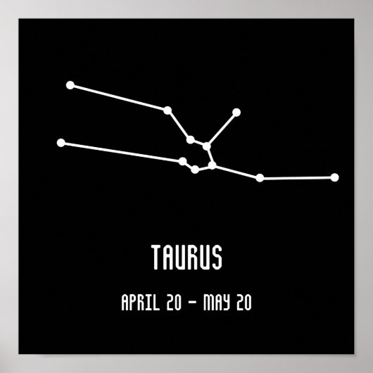 Einfache Schwarz-Weiß-Taurus-Konstellation Poster (Vorne)